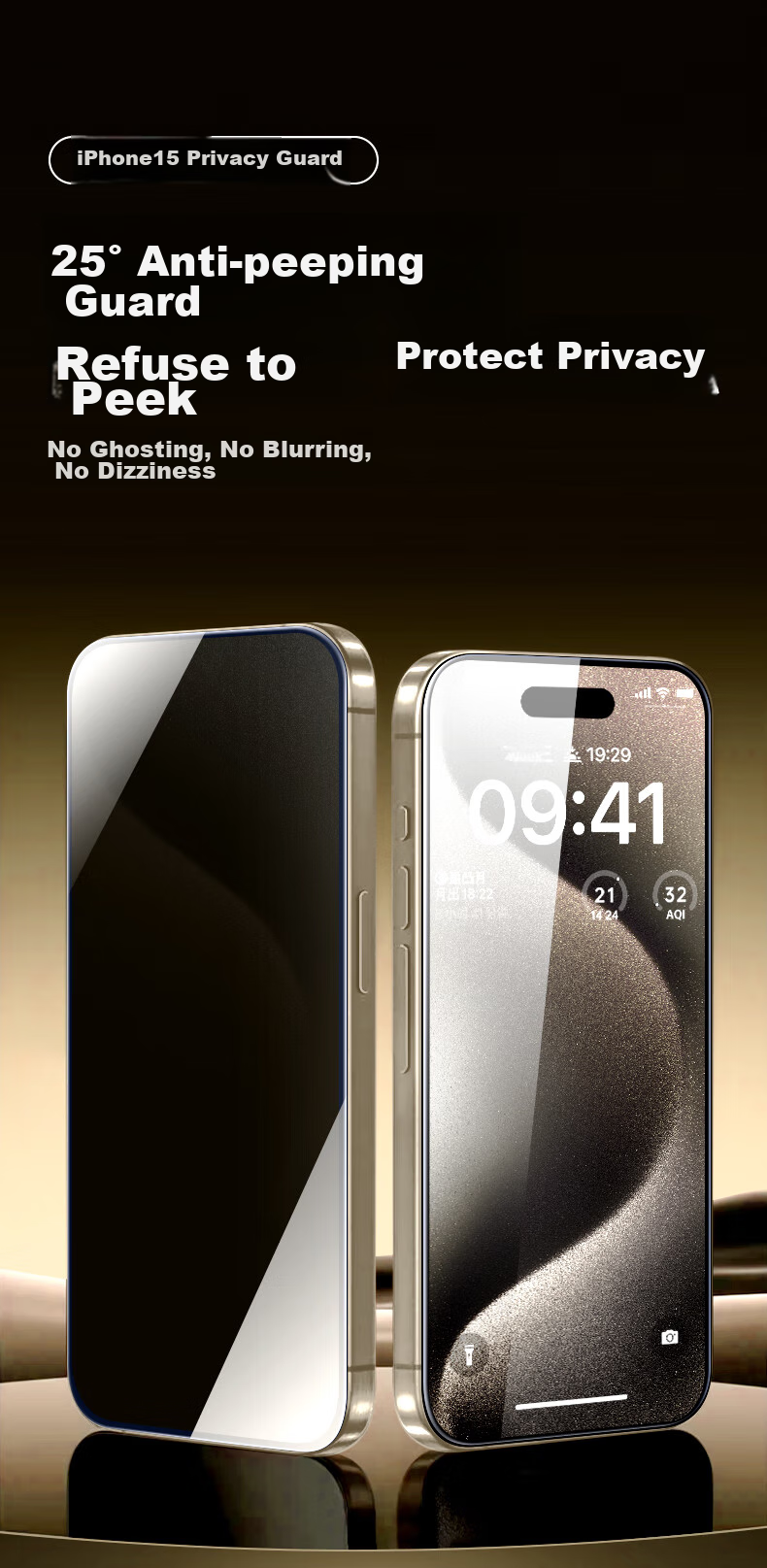 Защитное стекло ESR для iPhone 15 Pro Max, антишпионское, 2 шт.