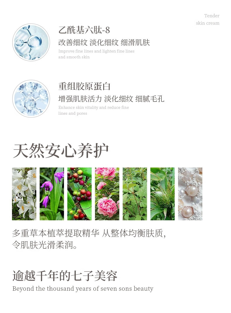 芳丹薄罗七子抗皱面霜紧致嫩肤霜护肤品抗修护衰老淡化法令纹抬头纹男女