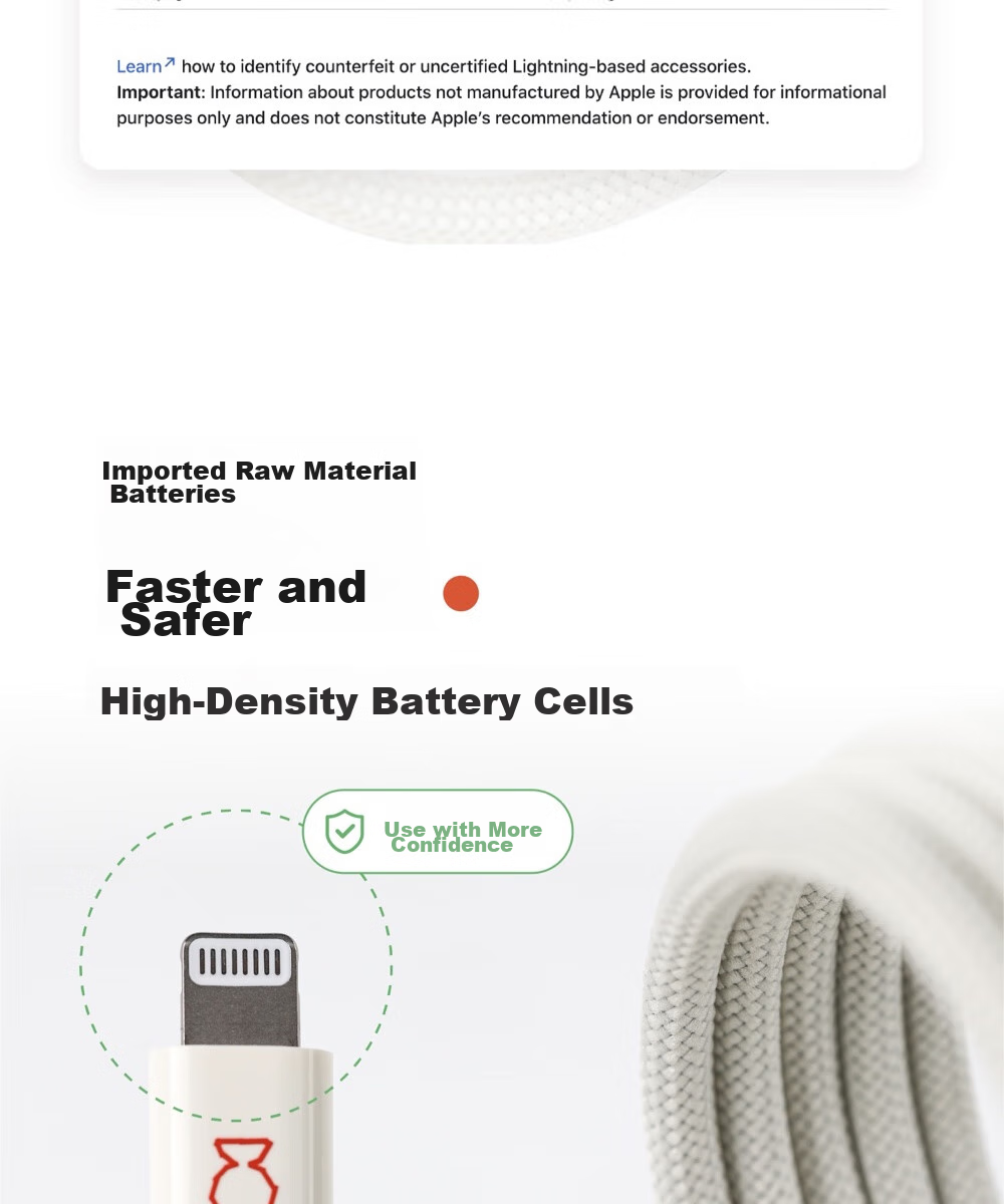 Магнитный кабель CANDYSIGN MagTie, USB-C - Lightning, 240W, 5A, белый, 1 метр