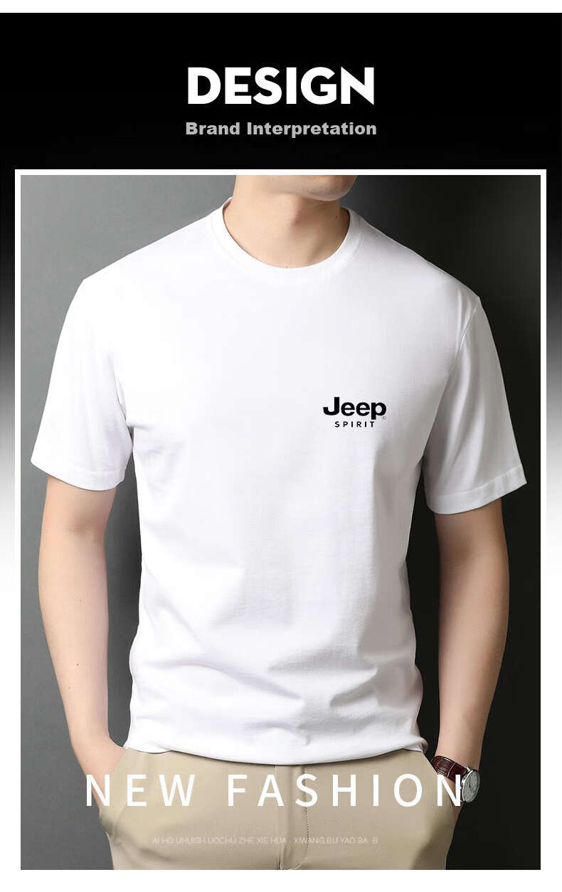Мужская футболка JEEP SPIRIT, летняя, с коротким рукавом, из чистого хлопка, для спорта и отдыха, черная, размер 2XL