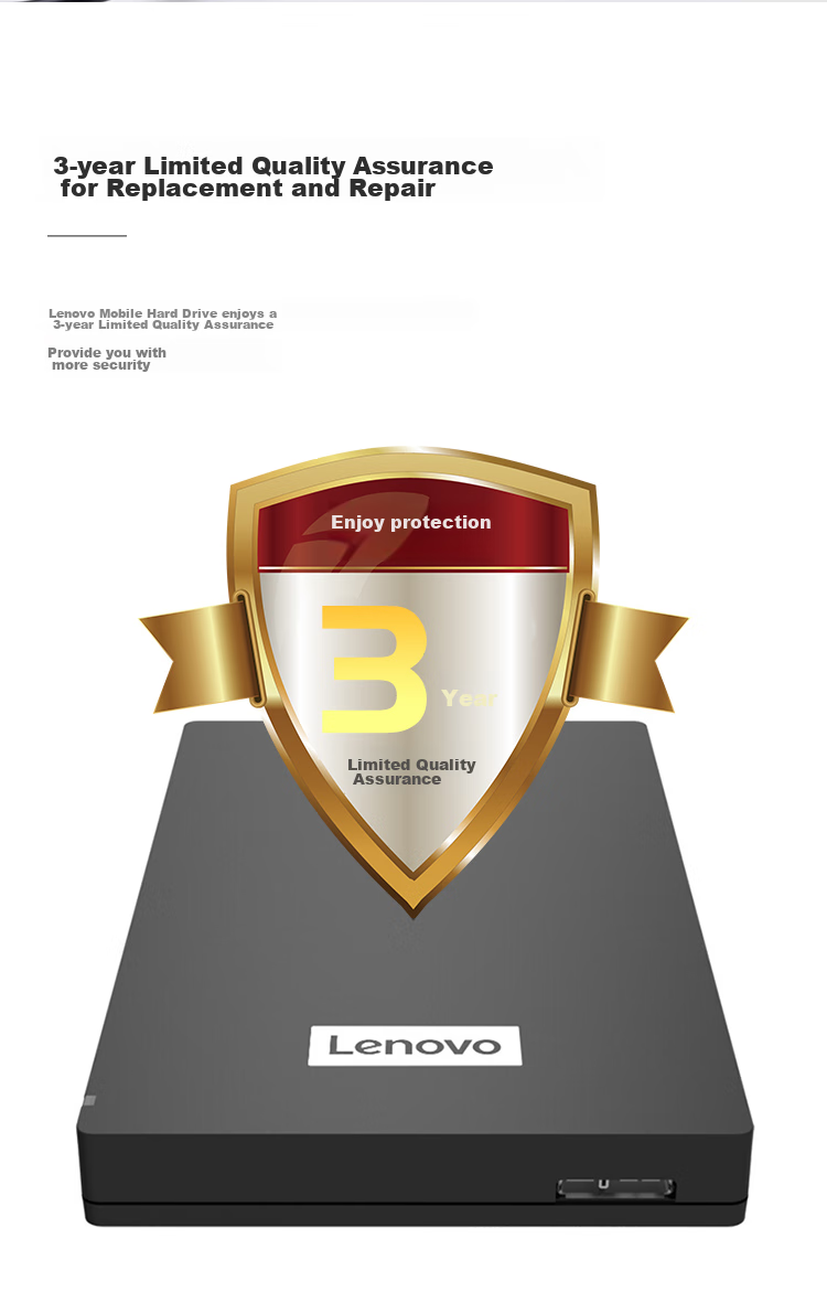 Портативный жесткий диск Lenovo F308, 2 ТБ, USB 3.0, 2.5 дюйма, черный