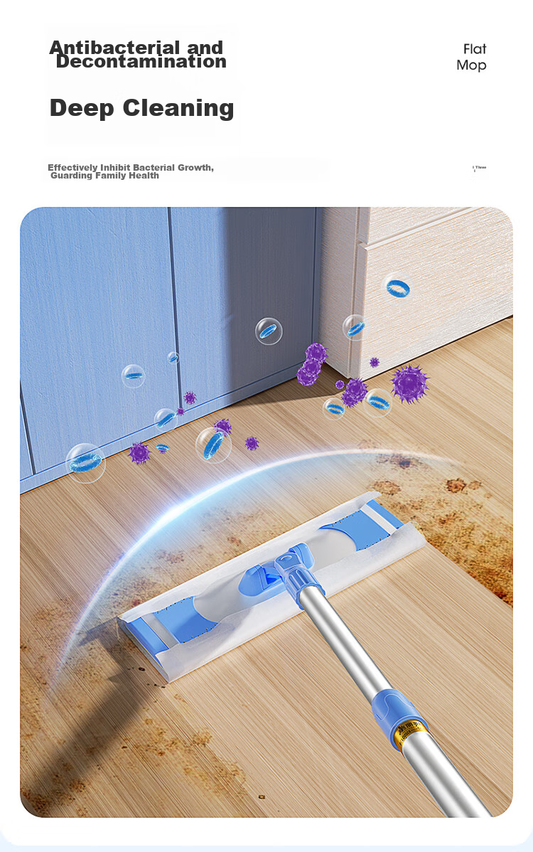Швабра MARYYA electrostatic dust mop, 35см, алюминиевый сплав, плоская тряпка, влажные и сухие салфетки, 4 упаковки