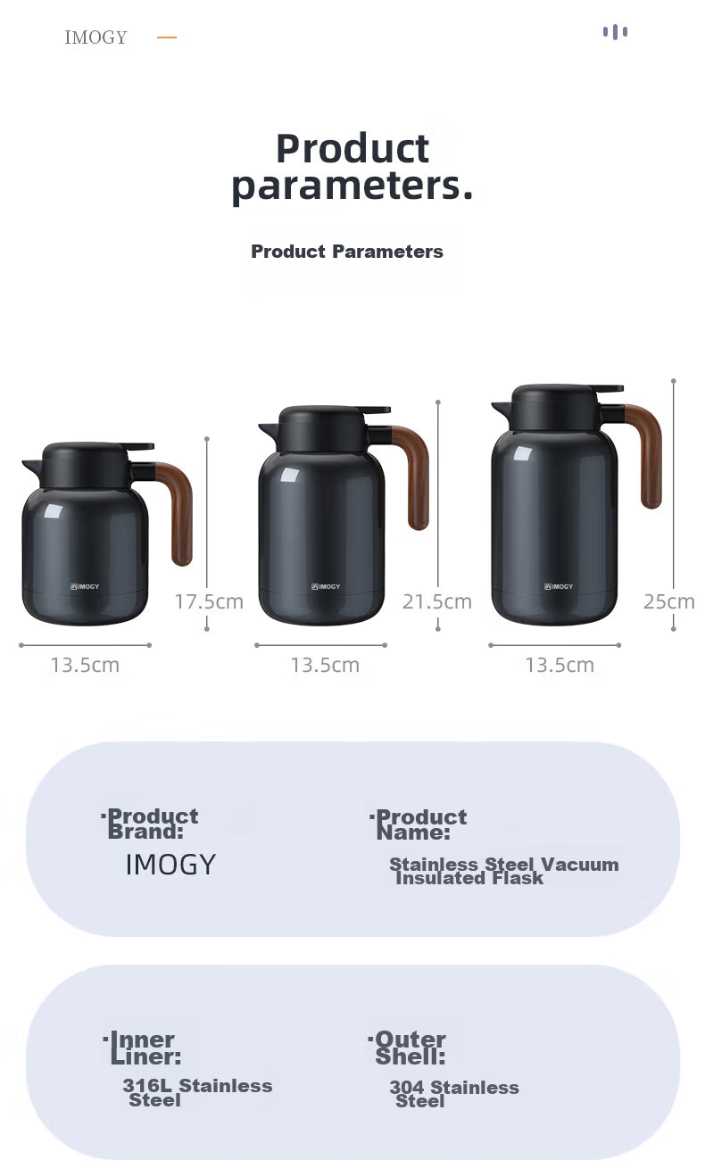 IMOGY Термос-бутылка для воды, бытовой термос большой емкости, 316L нержавеющая сталь, 2000 мл