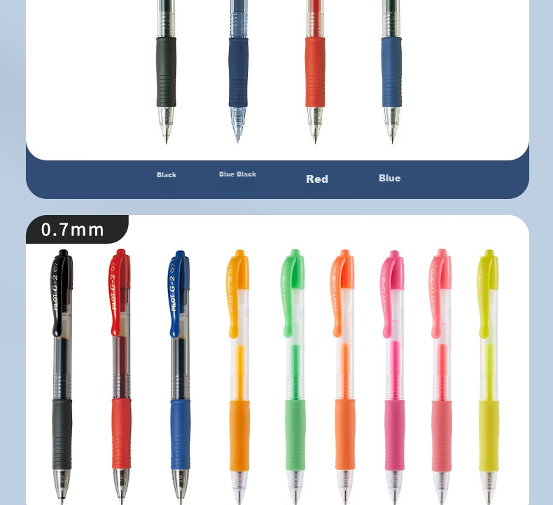 Гелевая ручка PILOT G-2 Gel Pen, черная, 0.7 мм, автоматическая, сменный стержень