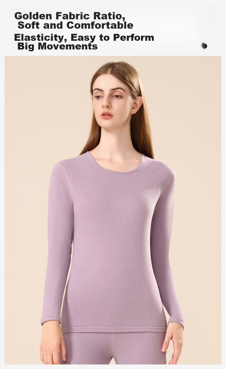 Женский термобелье комплект Dushiliren, утепленный, с флисовой подкладкой, осень-зима, молочный чай, 2XL