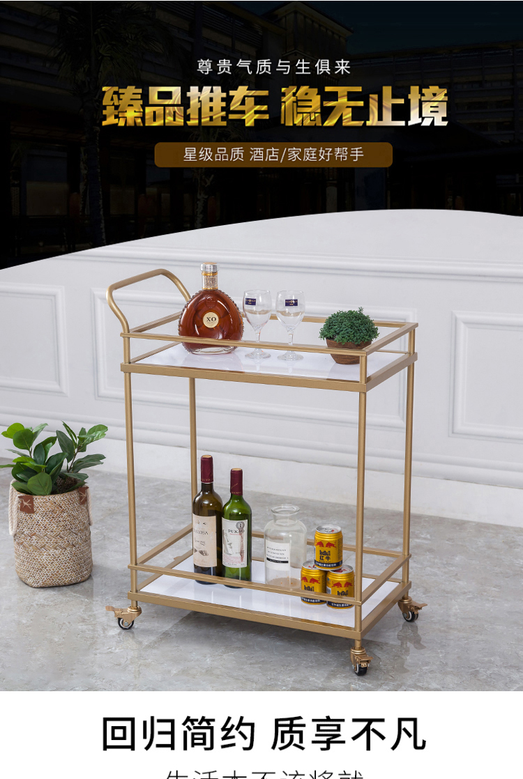 AEY 移动送餐车服务车厨房推车二层酒水车置物架快餐送餐手推车