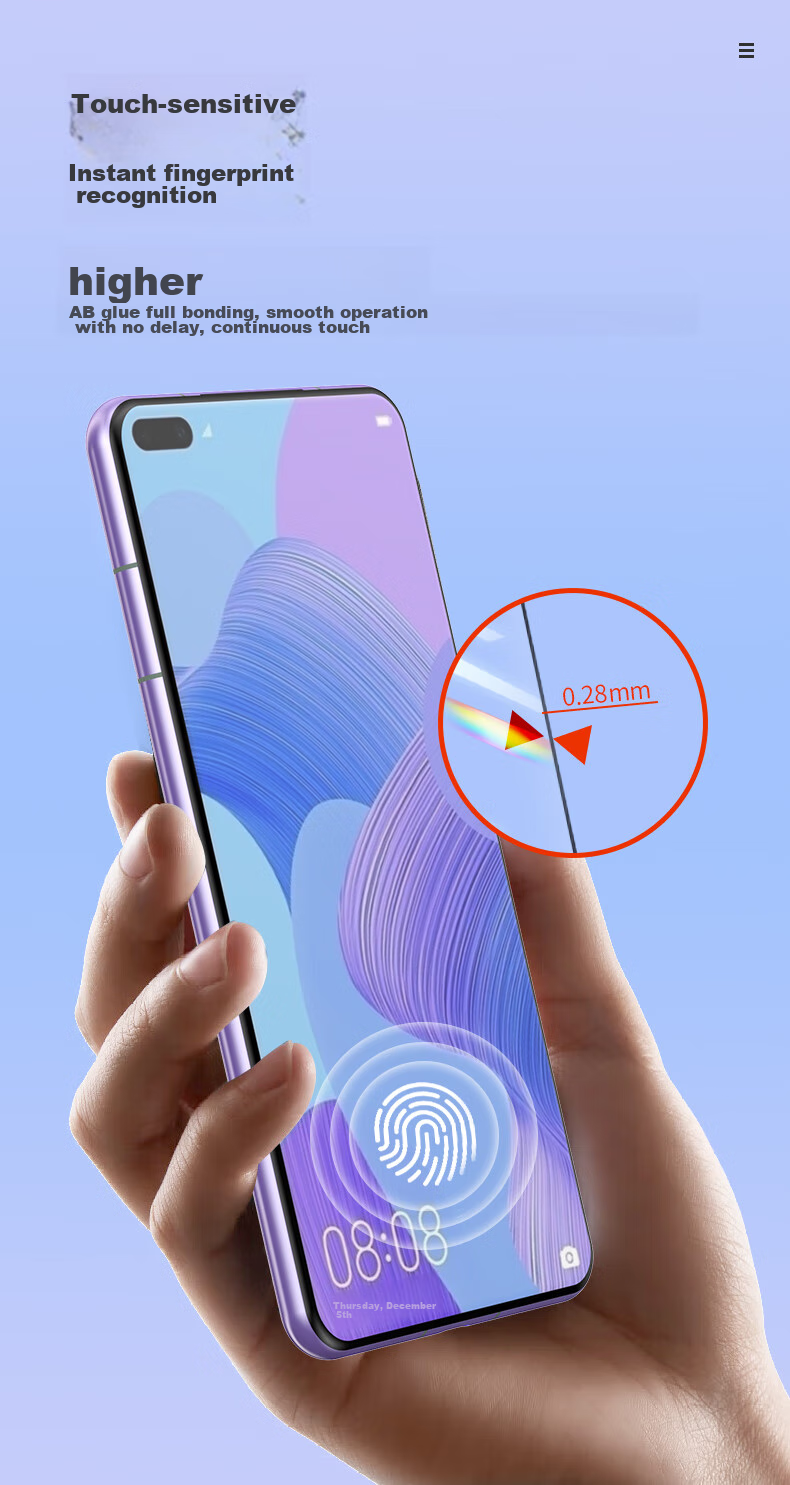 Защитное стекло LLUNC для Honor V30/V30 Pro/Huawei Nova 6/True Q3, полное покрытие экрана, защита от отпечатков пальцев, устойчивость к царапинам