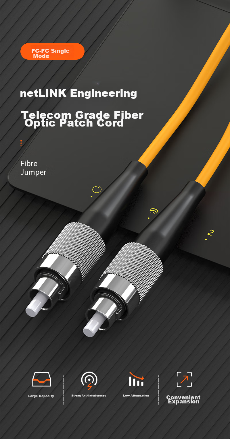 Оптический патч-корд NetLINK Telecom-Grade, FC-FC, одномодовый, одножильный, 3 метра, 9/125, для сварки, 1 шт.