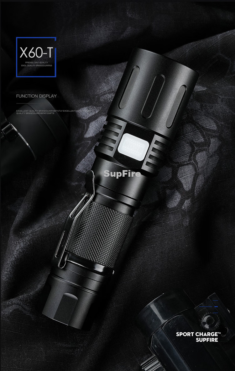 Фонарик SupFire X60-T, мощный, водонепроницаемый, алюминиевый сплав, с USB-зарядкой, для кемпинга и туризма