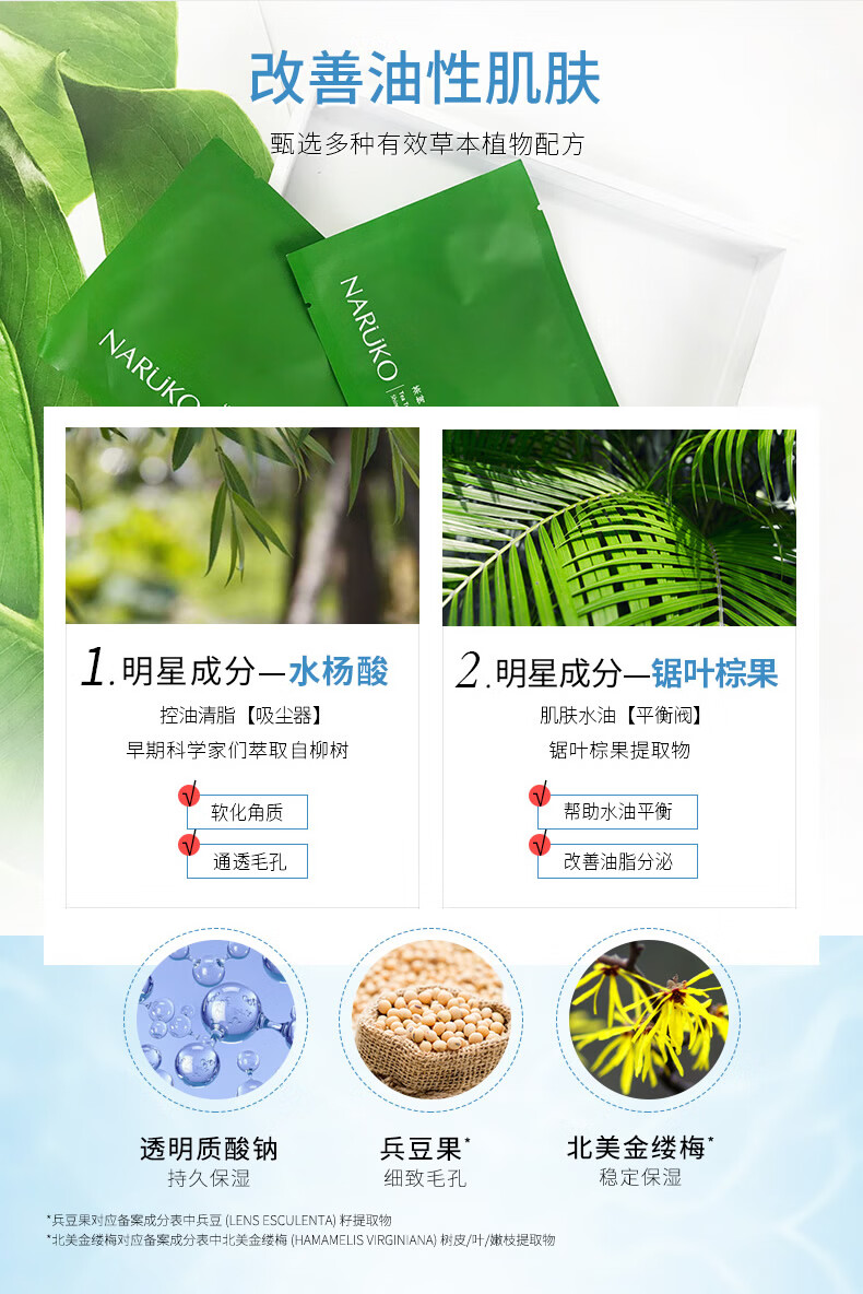 牛尔茶树黑面膜补水保湿控油改善毛孔水杨酸竹炭纤维面膜贴 常规版到手36片