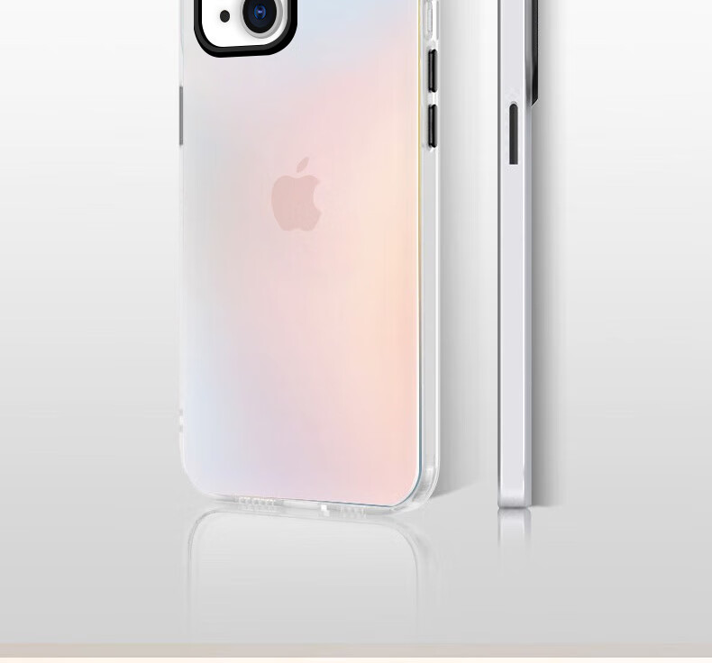 Чехол для iPhone 14 Baozou, силиконовый, с мягким краем, полупрозрачный, полная защита, противоударный, лазерный градиент, премиальный матовый жесткий чехол