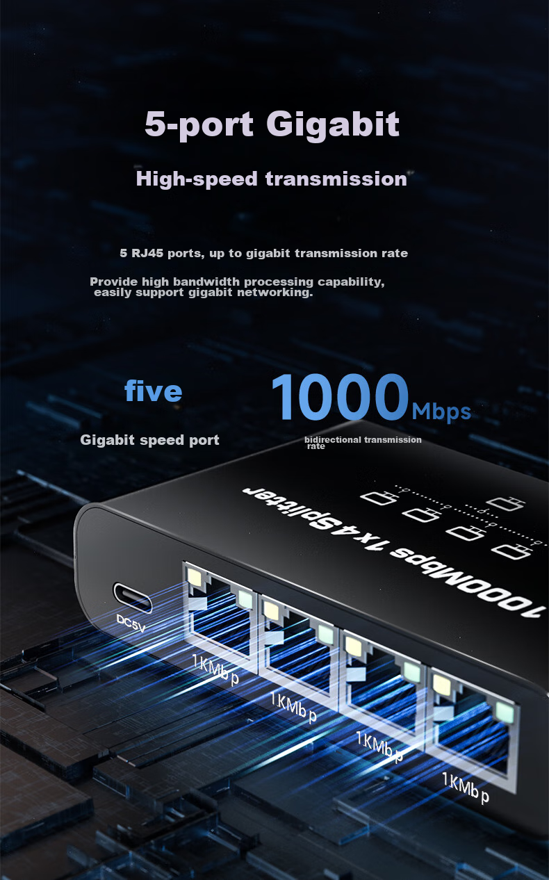 Сплиттер Kaiboer для сетевого кабеля Gigabit, конвертер для одновременного доступа в Интернет, адаптер RJ45 для компьютера, ноутбука, маршрутизатора, ТВ-приставки