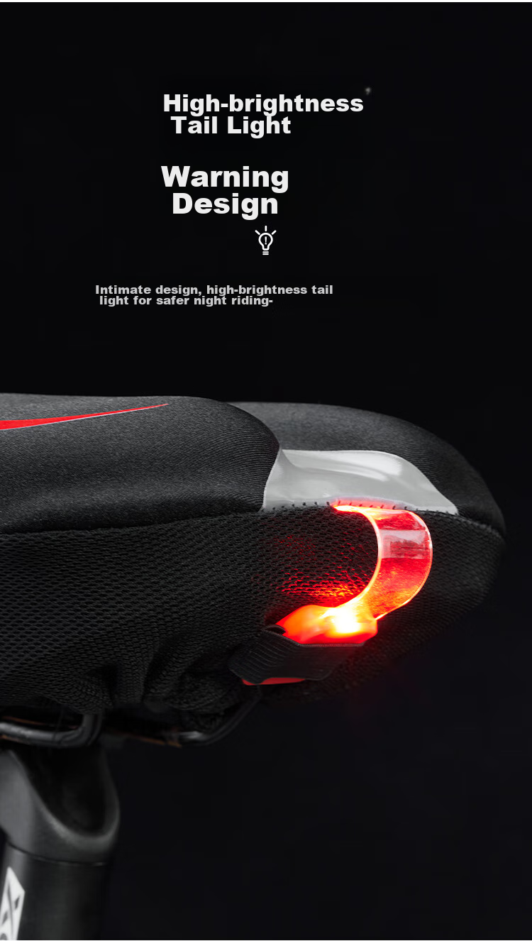 Велосипедное седло Move Iron, универсальное силиконовое, для горных и шоссейных велосипедов, с мягкой набивкой, черное с красным, версия с задним фонарем