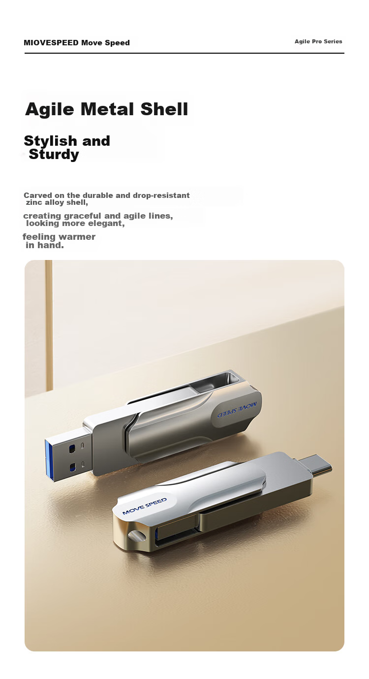 USB-накопитель MOVE SPEED 32 ГБ, Dual-Interface, Type-C/USB3.2, OTG, для телефонов и компьютеров, совместим с Android и Apple