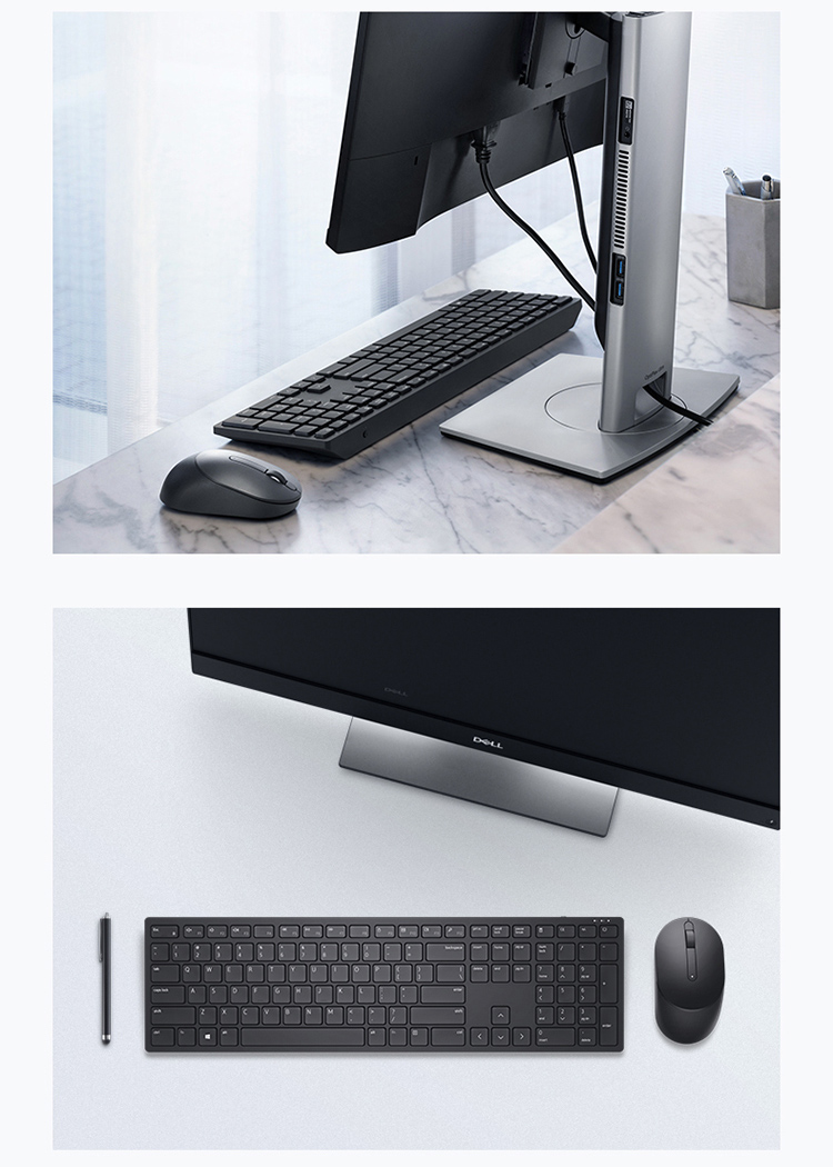 戴尔（DELL）无线键鼠套装键盘鼠标办公笔记本电脑台式机商务外设USB外接 KM5221W 黑色