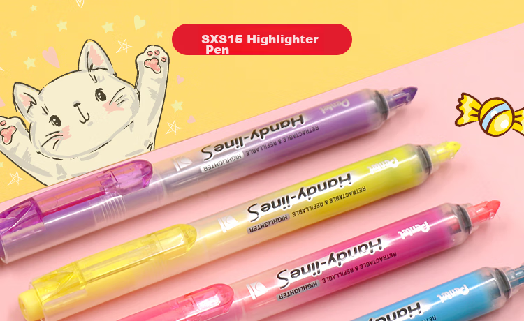 Маркер Pentel SXS15, выдвижной, для журналов, большой емкости, перезаправляемый, флуоресцентный, 4.5 мм, небесно-голубой