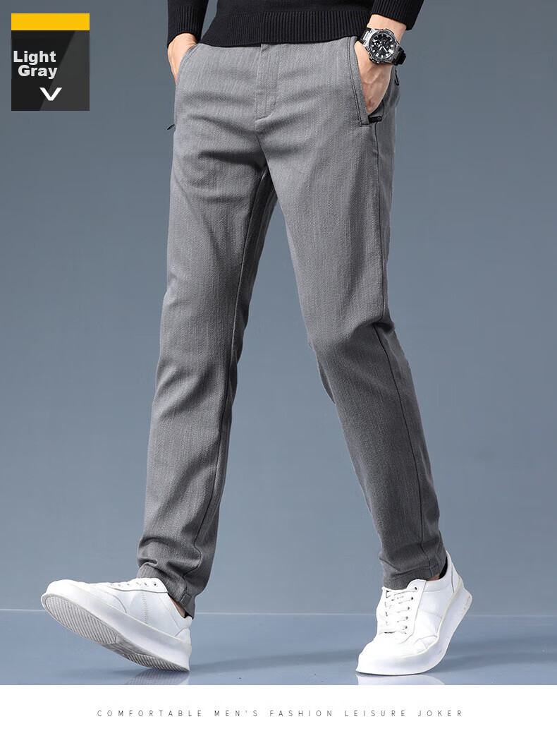 ROMON Casual Pants for Men, Autumn Trendy Trousers, Straight-Leg Comfortable Loose-Fit Sports Business Pants for Men, JK66 Denim Blue 34