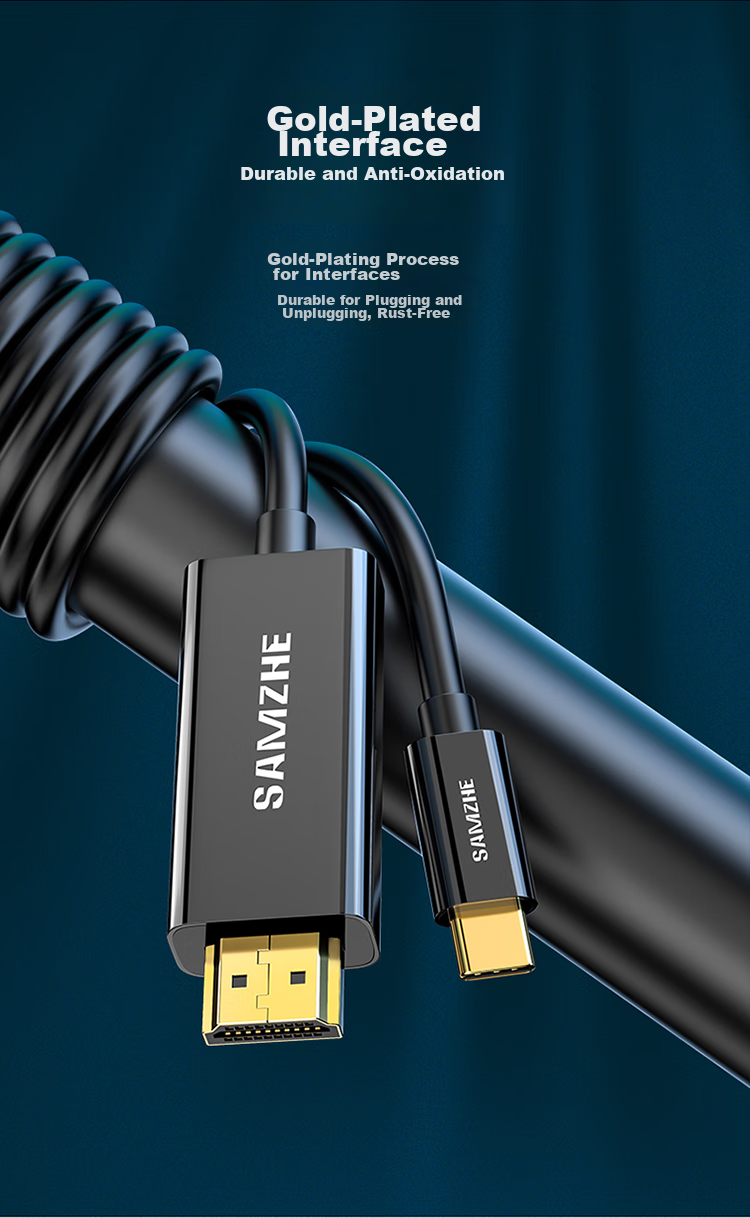 Кабель SAMZHE Type-C - HDMI, 2 метра, черный