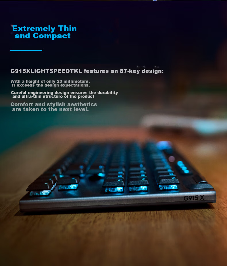 Игровая механическая клавиатура Logitech G G915 X LIGHTSPEED TKL с низким профилем, беспроводная, белая, коричневый переключатель