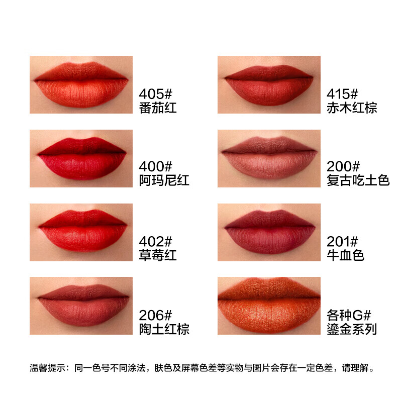 阿玛尼（ARMANI）丝绒哑光红管口红唇釉206#陶土红棕色中小样1.5ml