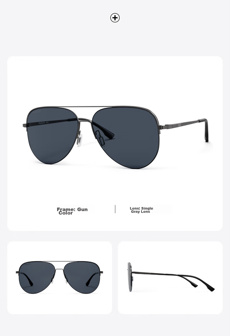 Солнцезащитные очки PARZIN Polarized Sunglasses для мужчин, стиль Фань Чэнчэн, двойная оправа, авиатор, защита от УФ, для вождения, трендовые солнцезащитные очки PZ8380
