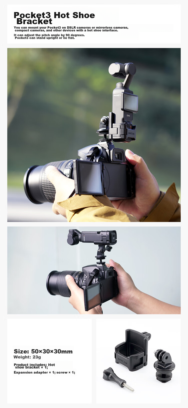 MAXCAM, портативный селфи-штатив для DJI Osmo Pocket 3, настольная подставка для видеоблогов, аксессуар