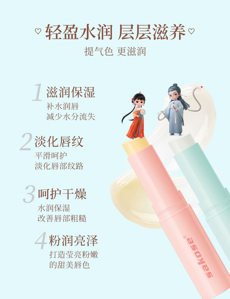 sakose凡士林情侣润唇膏阿巳与小铃铛限量款5.6g养护干裂舒缓保湿唇膜