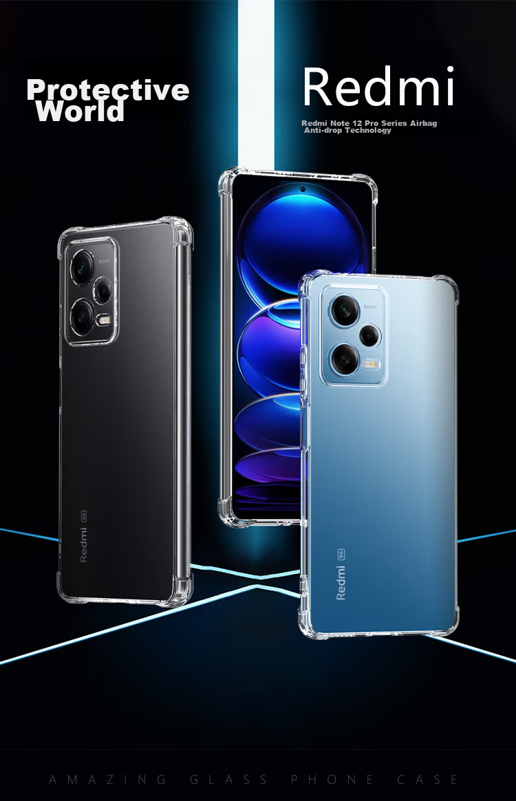 ESCASE Чехол-накладка противоударный для Xiaomi Redmi Note 12 Pro, Прозрачный Белый