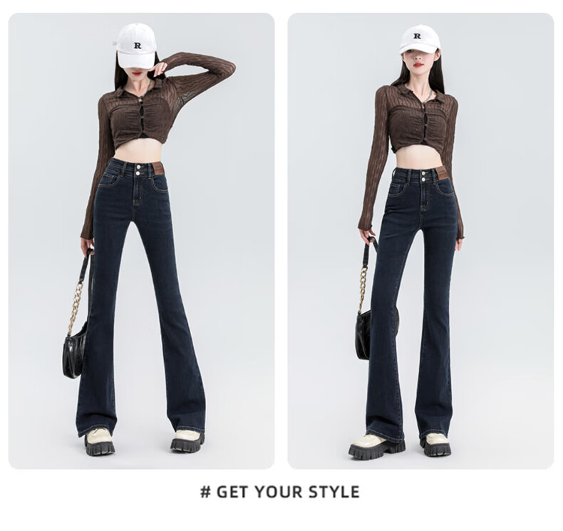 Джинсы Jeanswest женские, осенний винтажный стиль, модные, слегка расклешенные, с высокой талией, черные, размер M