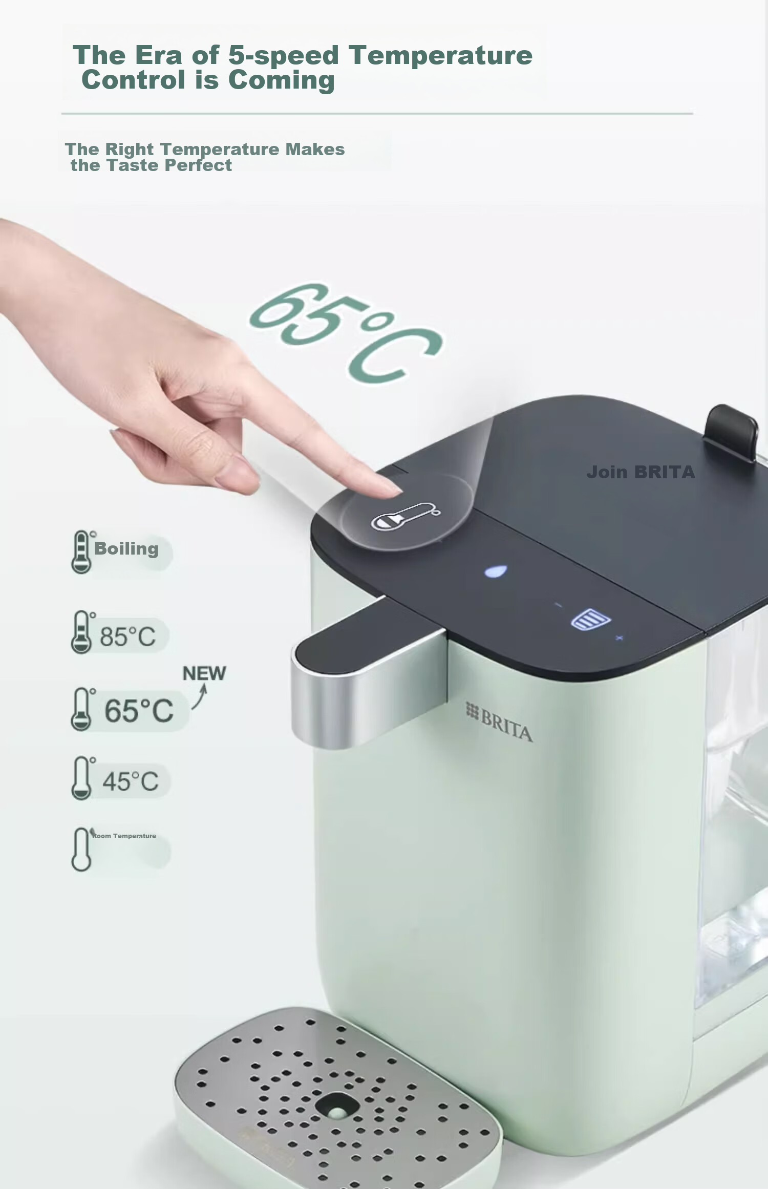 Настольный фильтр-кувшин Brita (BRITA) с функцией мгновенного нагрева воды, регулируемой температурой, не требует установки, белый