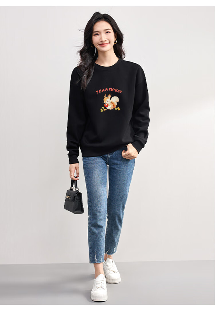 Женская толстовка Jeanswest, осень, свободный крой, удлиненный силуэт, универсальный дизайн, длинный рукав, повседневный стиль, цвет "Бобовый зеленый", размер L
