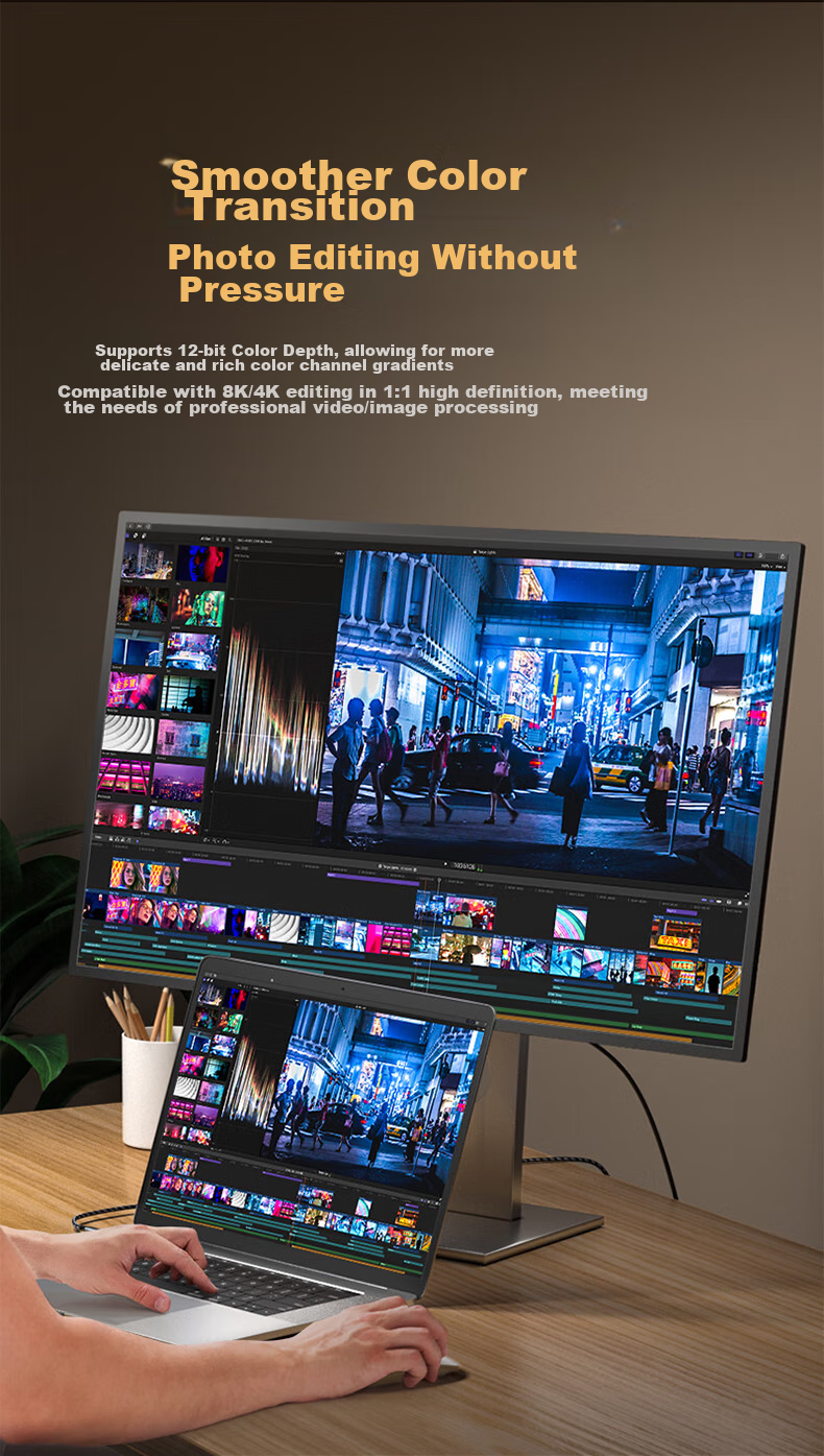 Адаптер-кабель SAMZHE DP 1.4 на Type-C, двунаправленный, Thunderbolt 4/5, 8K60/4K240Hz, для Apple ноутбуков и телефонов, HZ15