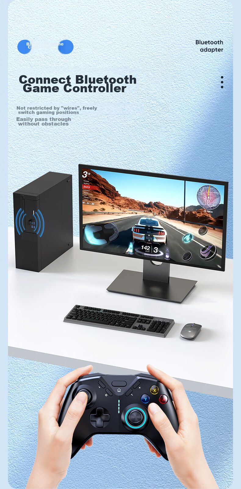 Bluetooth-адаптер BIAZE USB 5.3, приемник и передатчик Bluetooth, Plug and Play, для ноутбуков и настольных компьютеров, подключается к клавиатуре, мыши, внешним динамикам, беспроводным наушникам Bluetooth