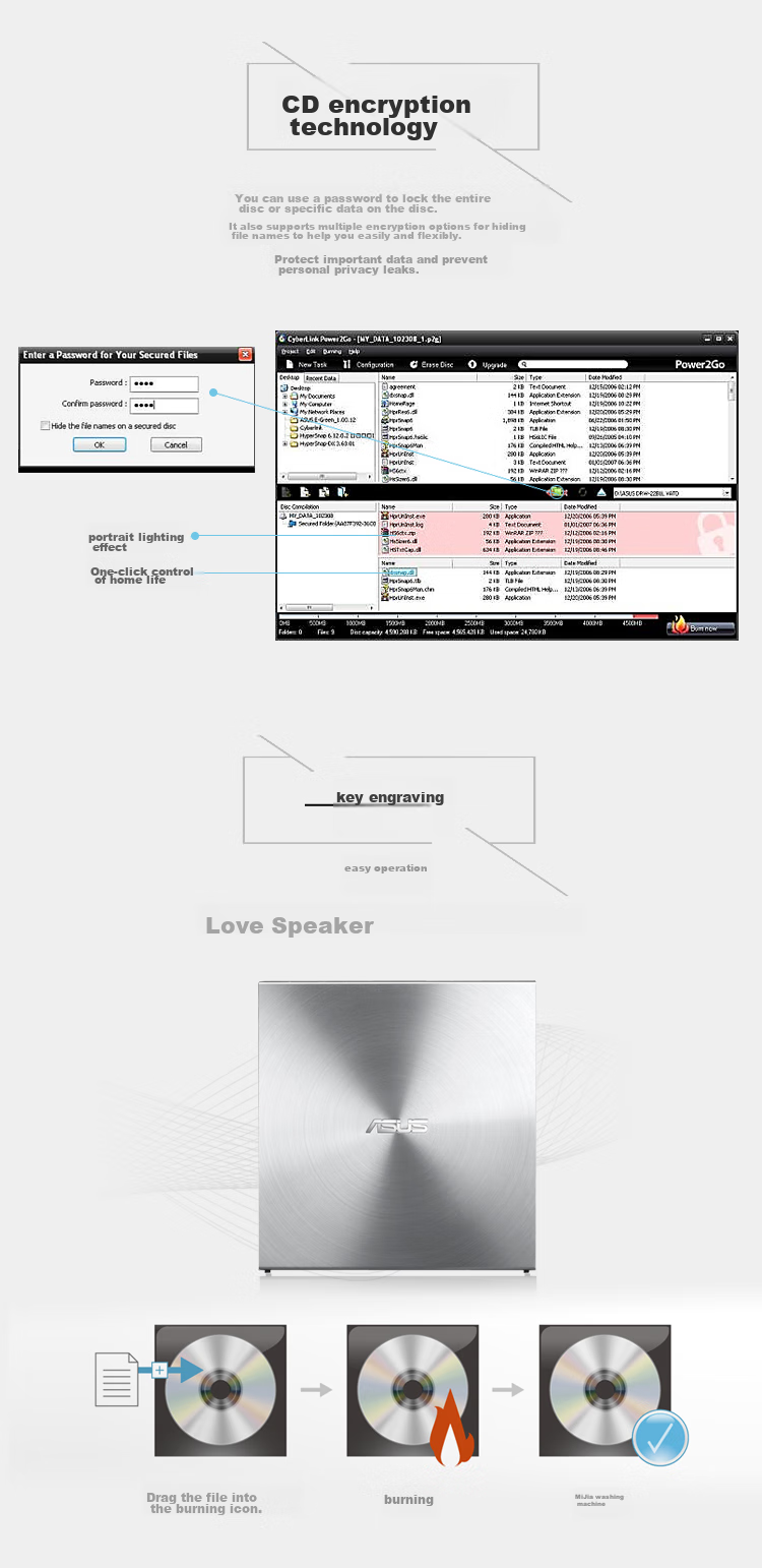 Внешний DVD-привод ASUS SDRW-08U5S, USB 2.0, портативный, серебристый