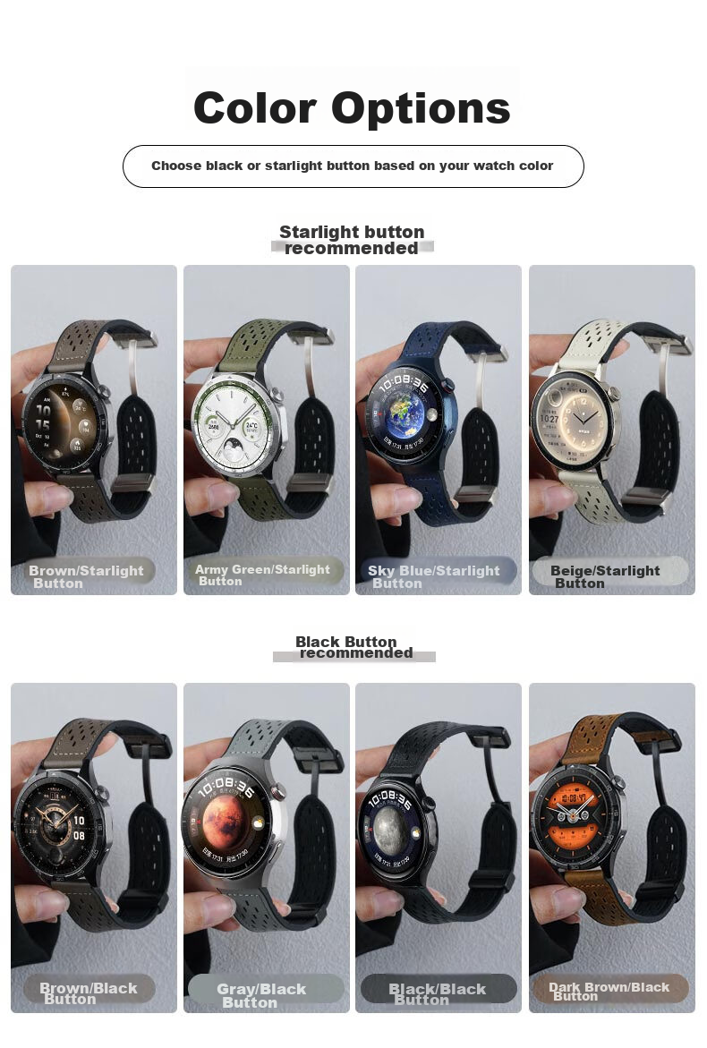 Ремешок Watchbond для Huawei Watch GT6, GT6 Pro, Watch 5, Watch 4, GT 5 Pro, GT 5, GT 4, из натуральной кожи Crazy Horse, с магнитной застежкой