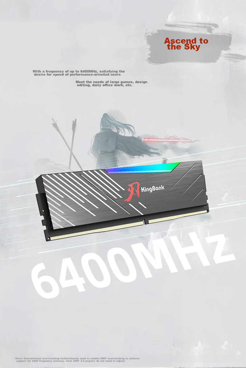 Модуль памяти KINGBANK SHARPBLADE-RGB DDR5 64GB (2x32GB) 6400MHz CL32, черный