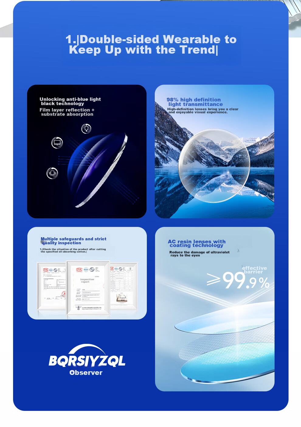Очки для чтения BORSIYZOL 8014, унисекс, с антибликовым покрытием, черные, 200 градусов