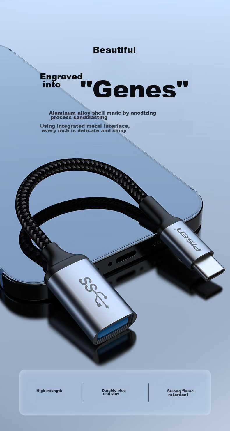 Переходник PISEN Type-C на USB 3.2 OTG, кабель данных, совместимый с Apple 17/16/15, телефонами Huawei, автомобильным зарядным устройством, USB-накопителем, планшетом, ноутбуком, наушниками, клавиатурой, мышью