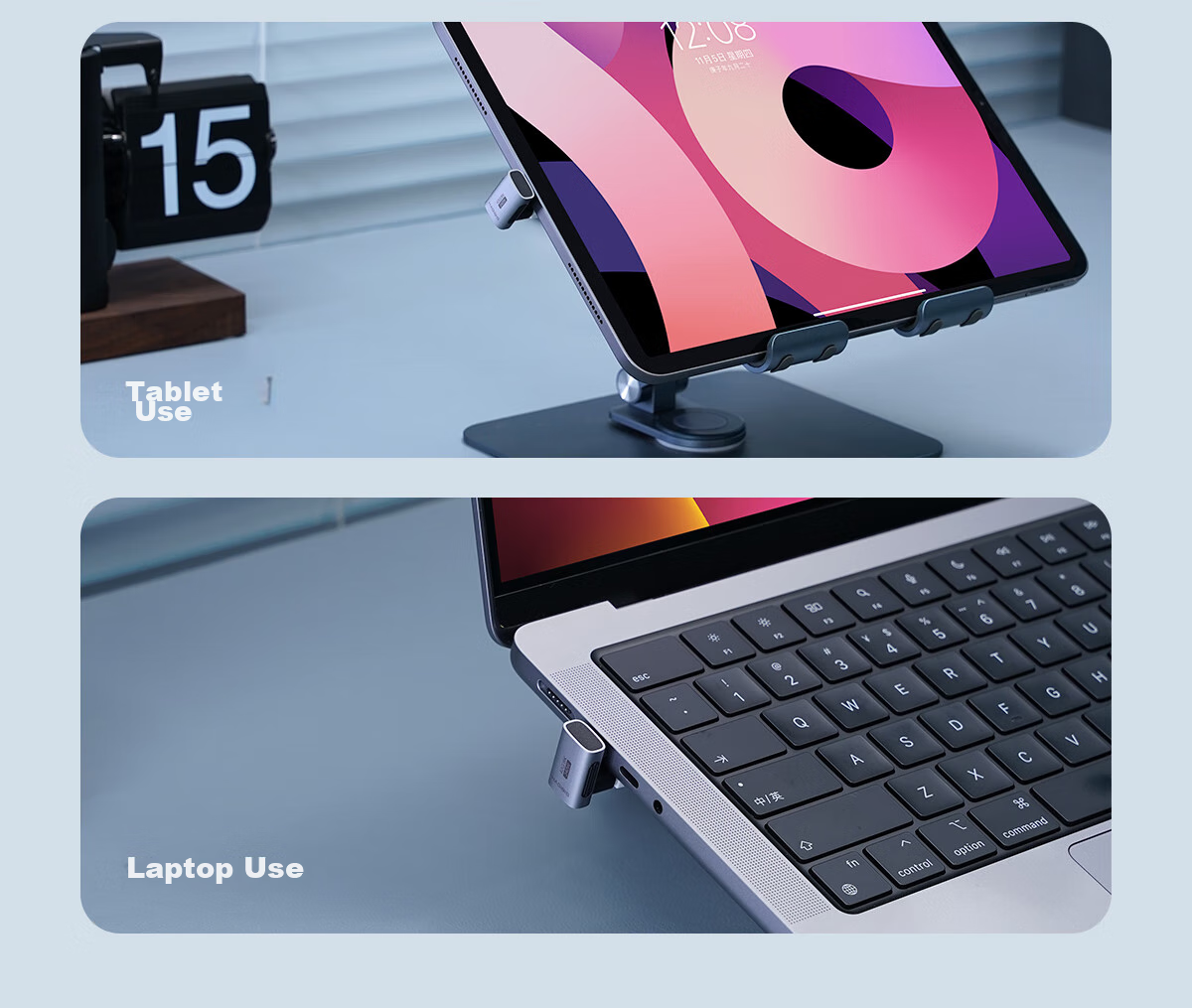 Переходник Hagibis Type-C угловой 90 градусов, Thunderbolt 4, USB4, Male-Female, для iPhone 16 и компьютеров