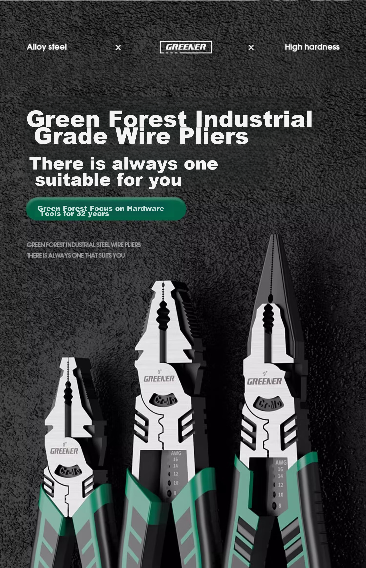 Пресс-клещи GREENER, универсальные, 8 дюймов, для электриков, промышленные, модель GT-M