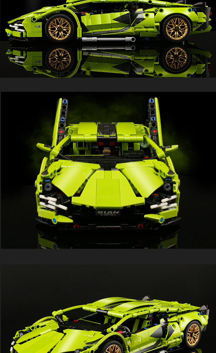 Конструктор LEAIXIANG Lamborghini, 1280 деталей, для детей от 7 лет, пластик, зеленый