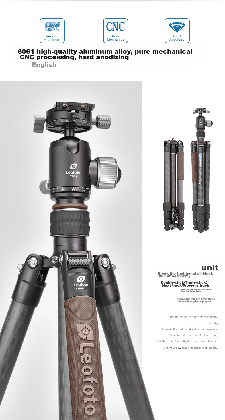 Штатив Leofoto LX-284CT+XB, легкий, портативный, для фото- и видеосъемки, двухпанорамная шаровая головка, профессиональный штатив-монопод