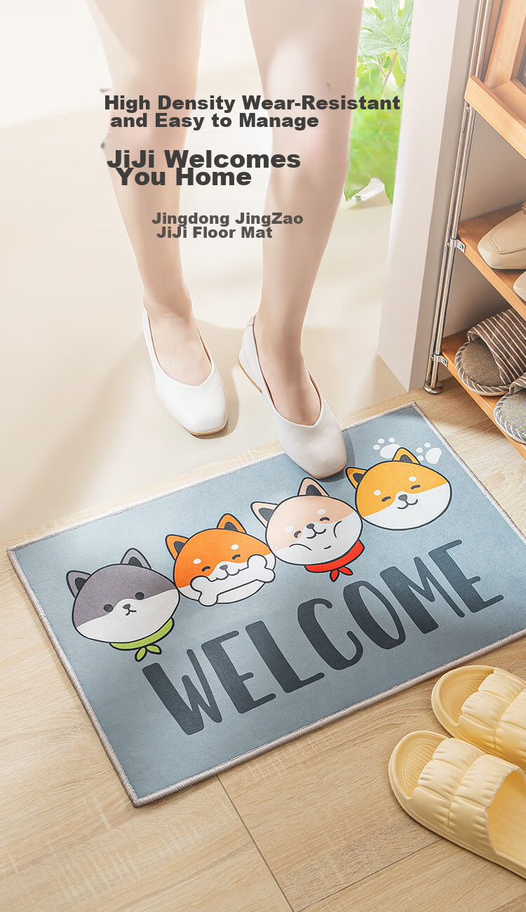 Придверный коврик JD Original Jiji Mat, впитывающий, нескользящий, для прихожей и вестибюля, удаление пыли, серый, 50x80 см