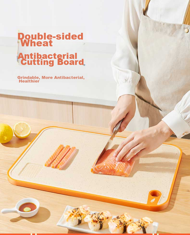 Разделочная доска COOKSS, антибактериальная и противогрибковая, из пшеничной соломы, для детей, для приготовления пищи, для фруктов и овощей, бытовая, двусторонняя, 36*26 см