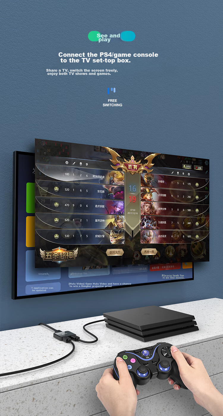 HDMI 2.0 переключатель BIAZE, 2 входа/1 выход, 4K/60Hz, HD видеораспределитель, двунаправленный, для ноутбуков, ТВ-приставок, телевизоров, проекторов