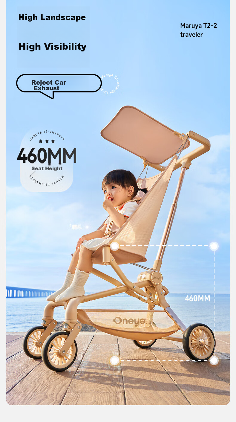Детская коляска Wanya T2 Traveler, трость, легкая, складная, цвет "Джунгли" + подушка + коврик