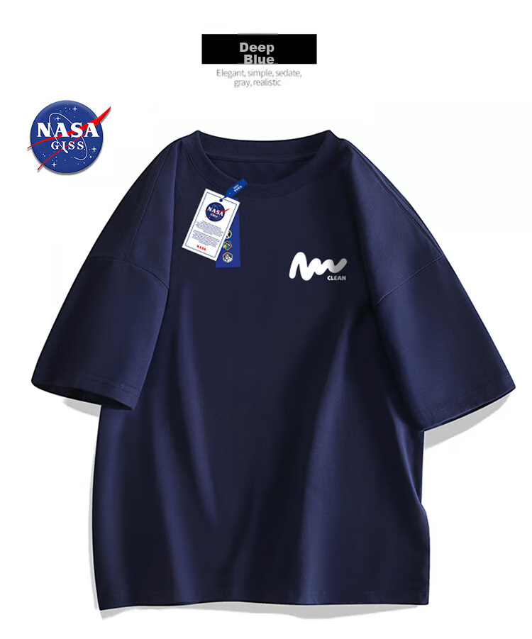 Футболка NASA GISS для мужчин, летняя, свободная, повседневная, с круглым вырезом и коротким рукавом, темно-синяя, L