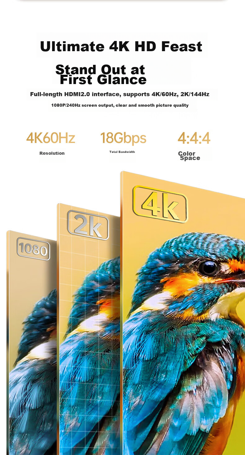Оптический кабель BIAZE HDMI версии 2.0, 50 метров, для подключения компьютера, телевизора, проектора, домашнего кинотеатра, HX33