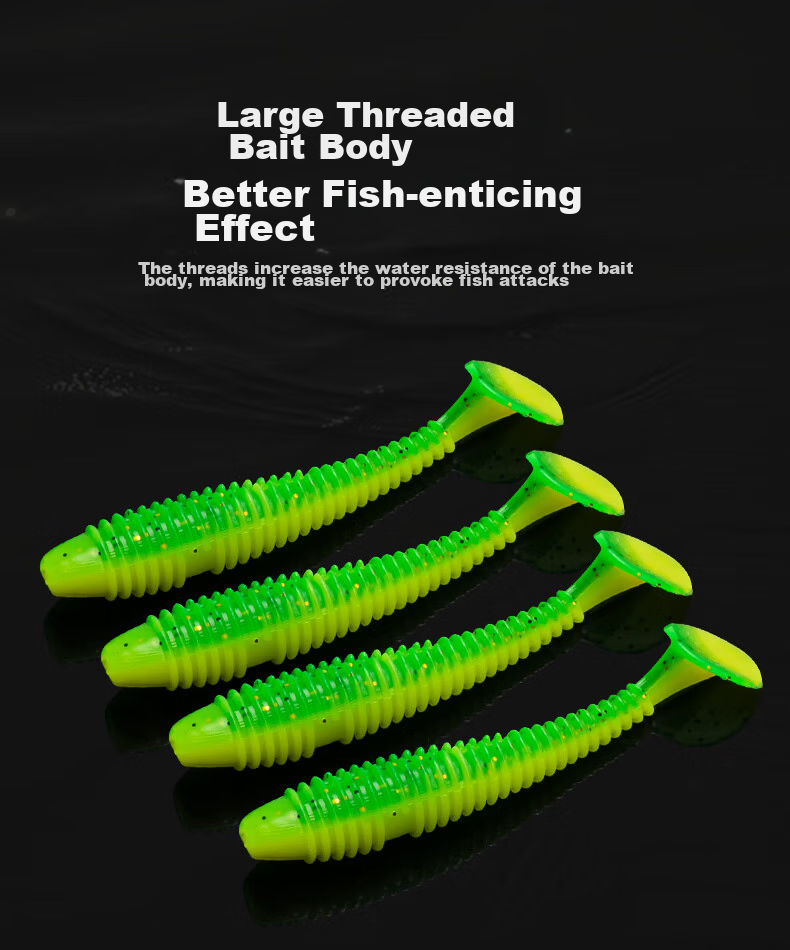 Мягкая приманка Guowangliya Lure T-Tail, 20 шт., искусственная приманка для пресноводной ловли, для окуня и жереха, с головкой-грузилом