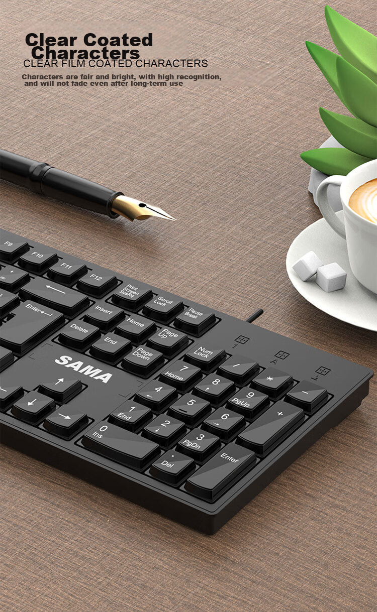 Клавиатура SAMA K130 USB, проводная, черная, для офиса и дома